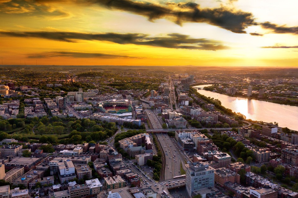 Sunset overview of an urban area