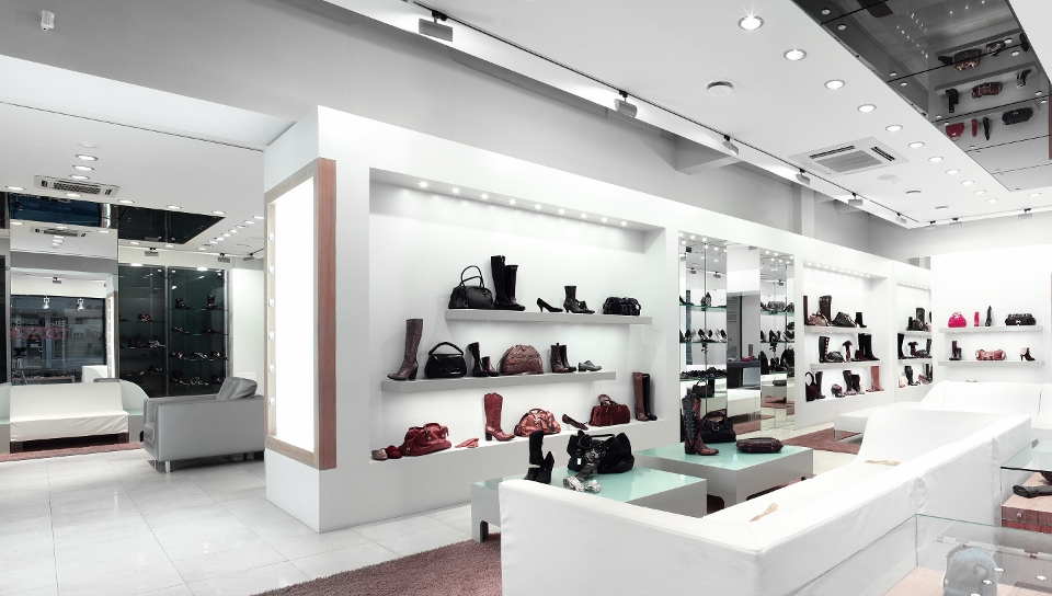 Inside a luxury shoe store