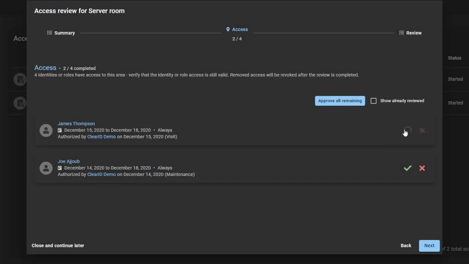 Quickly approve access permission