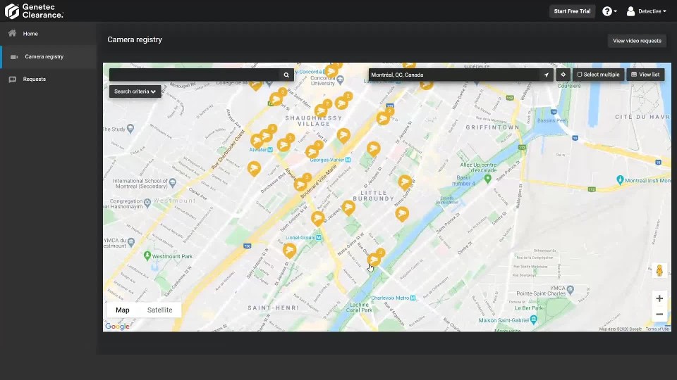 Geographical map of where your cameras are located