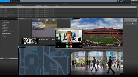User interface for Security Center showing various images from inside and outside a stadium